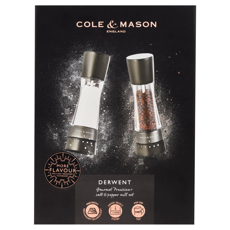 Cole & Mason Derwent Salt & Pepper Mill Gift Set, Black Wood